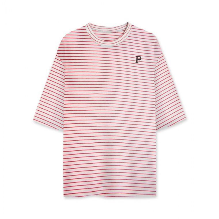 5부 롱반팔 P스트라이프 티셔츠 빅사이즈 남여공용 티셔츠 커플티 면티 20수 4XL 남자반팔티 여름반팔티