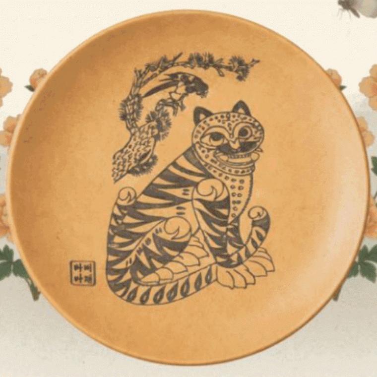 민화 접시 외국인 선물 국내산 기념품 선물용 folk plate