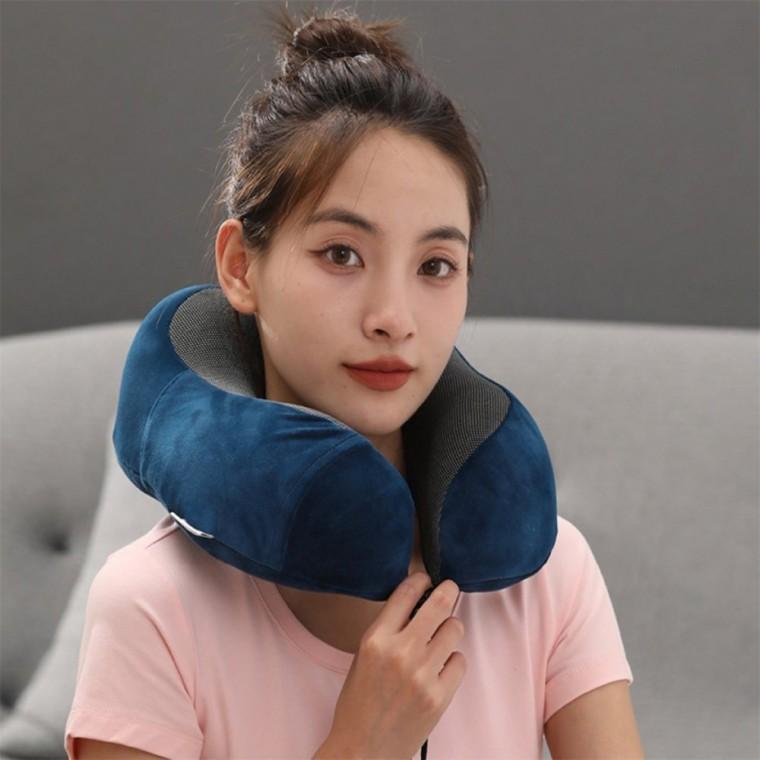 릴렉션 메모리폼 목베개 3종세트 블루 여행용 목베개