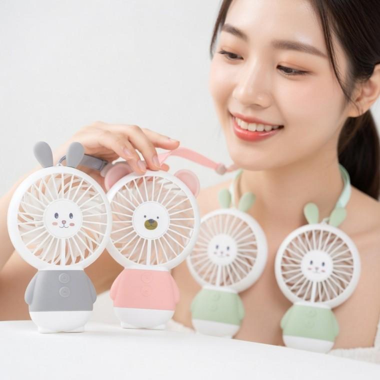 목걸이 선풍기 손선풍기 목걸이형 휴대용 LED 캐릭터 목에거는선풍기