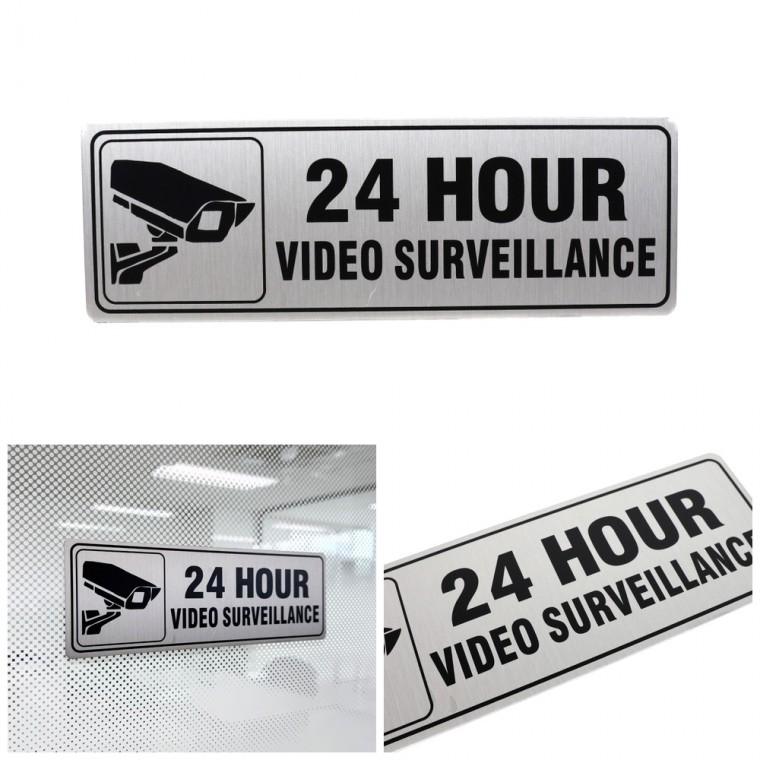 CCTV 안내판 작동중 출입금지 안내문 금속 촬영중 보안