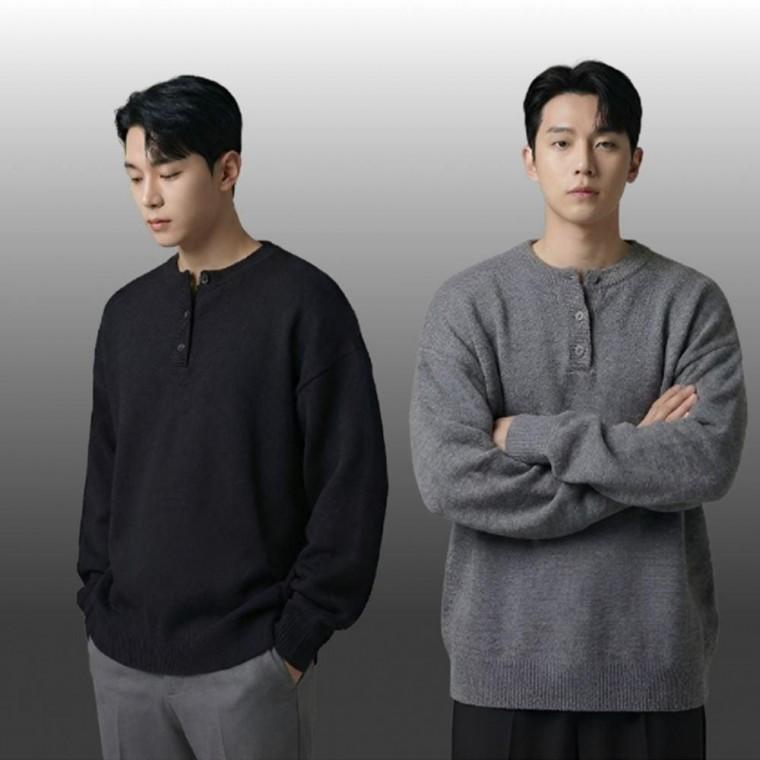 남자 겨울 간절기 기모 오버핏 라운드 티셔츠 겨울긴팔 빅사이즈 티셔츠 니트 기모 라운드 남성 남자
