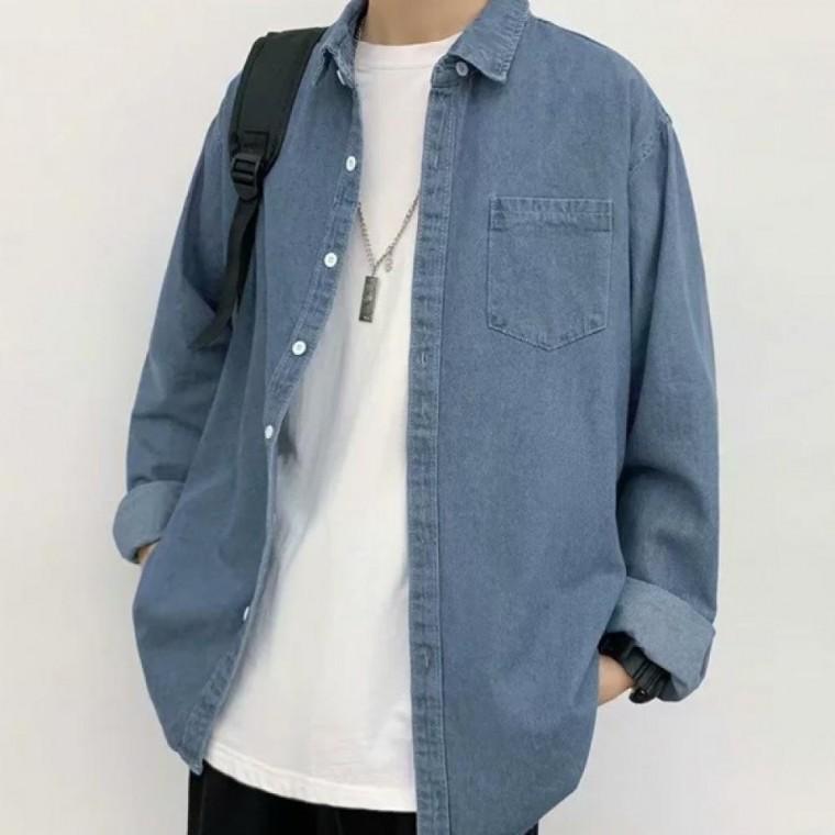 캐주얼 유니섹스 루즈핏 여성 청데님 셔츠