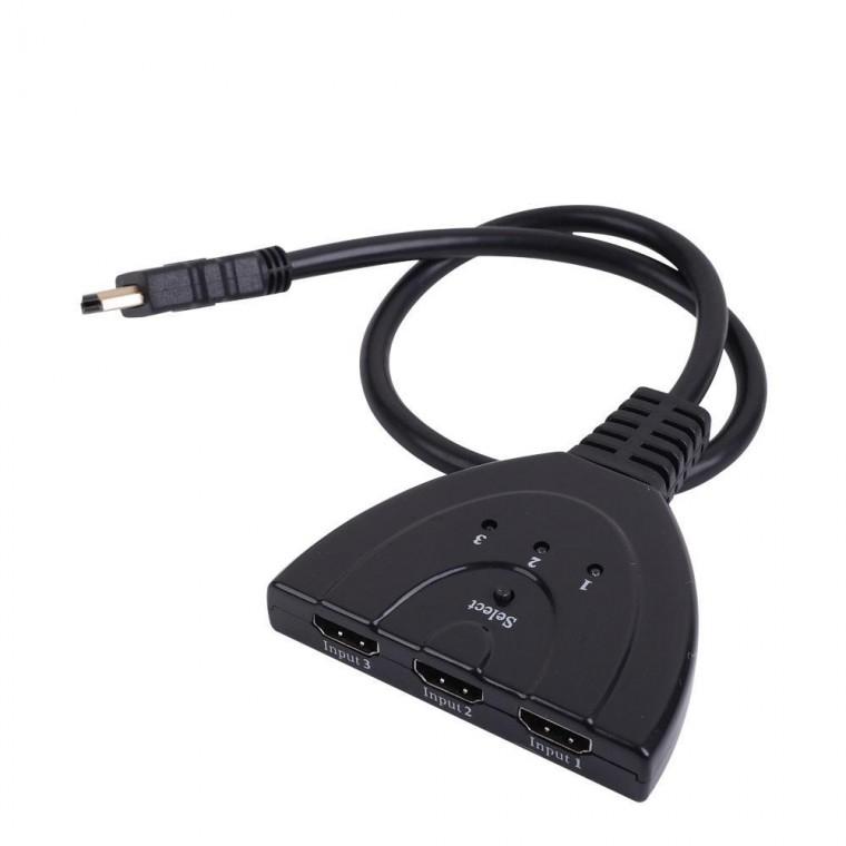 HDMI 선택기 3대1 영상선택 셀렉터 케이블형 출력 블루레이 셋탑박스 플스 노트북