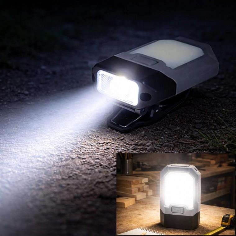 LED COB 집게 충전식 야외 조명등 멀티 작업등 캡라이트 클립 랜턴 GO29아답터포함