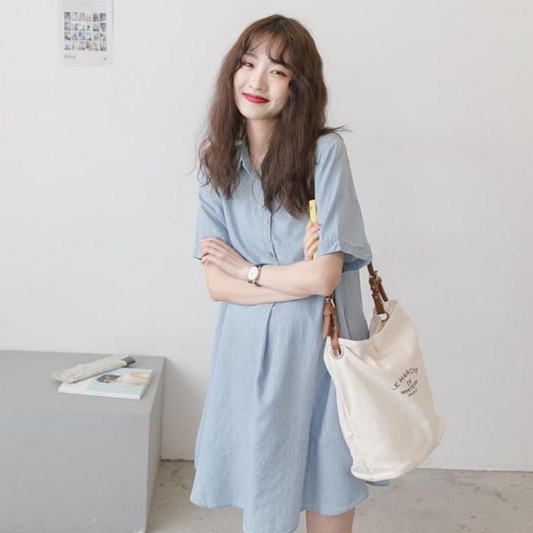 키밍 반팔 임산부 셔츠 원피스 빅사이즈 루즈핏 여름 셔츠임산부원피스