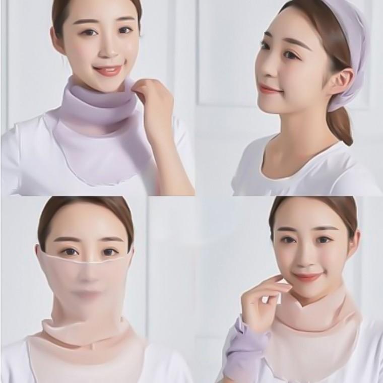 1+1 망사 쉬폰 스카프 넥커버 마스크 여름 등산 골프 낚시 여성 멀티 얼굴 목 햇빛가리개 망사마스크