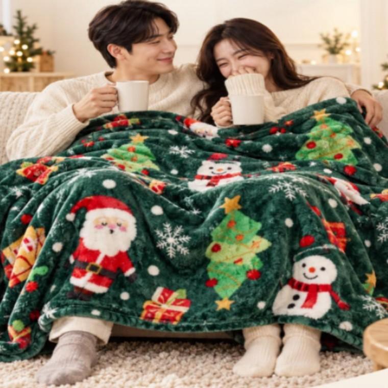 크리스마스 선물 블랭킷 무릎 이불 산타 밍크 담요 대