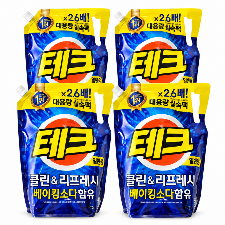 (4개-1박스)테크 클린 앤 리프레시 액체세제 2600ml 일반용