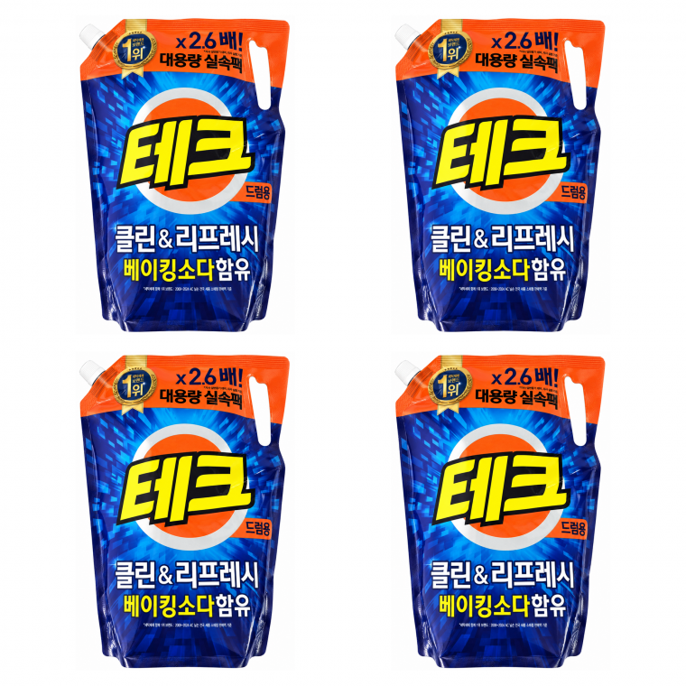 (4개-1박스)테크 클린 앤 리프레시 액체세제 2600ml 드럼용