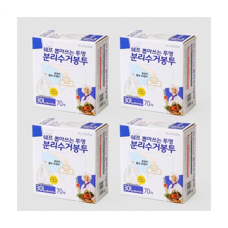 루미나D 뽑아쓰는 재활용 비닐봉투 30L 70매 4개 거치대 미포함 쓰레기 봉투