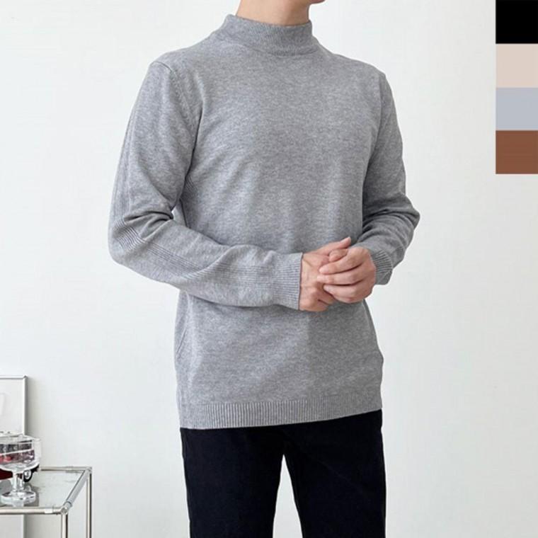 남성 반폴라 니트티셔츠 1P 겨울 부드러운 티셔츠