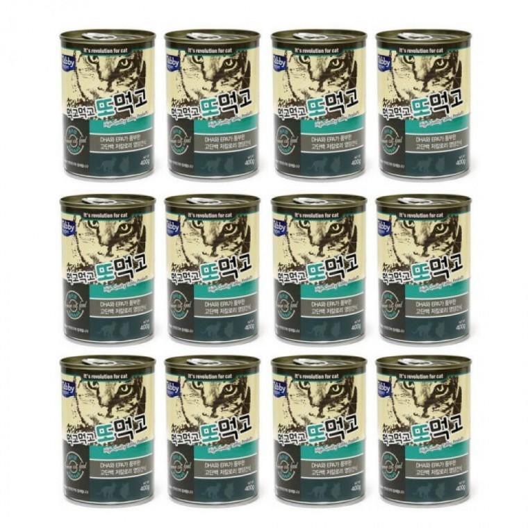 EAS 테비 고양이 테비 먹고먹고 또먹고 캔 400g 헤어볼 x12개 1박스