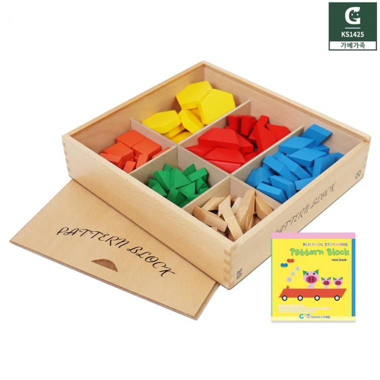 가베가족 원목 패턴블록 112pcs 통 미니북 KS1425 LR 2078