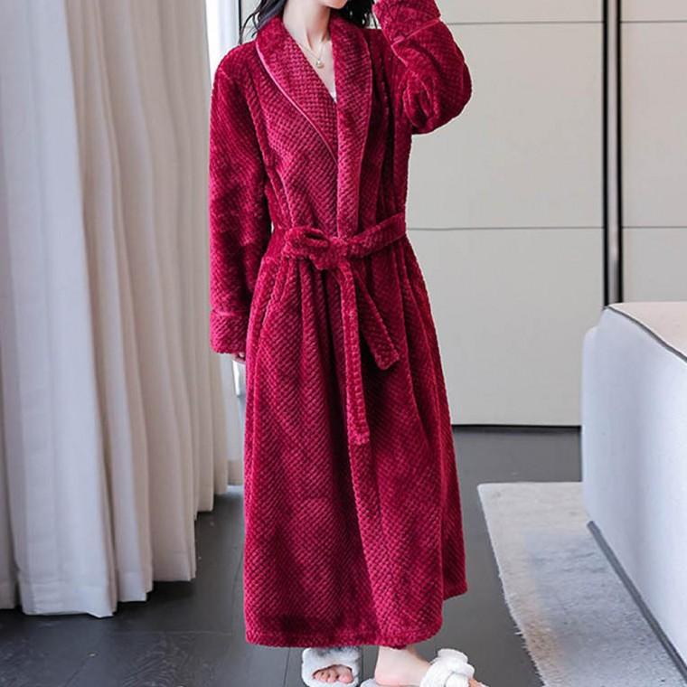 편안한 샤워 가운 체형조절 허리끈 극세사 수면 나이트 호텔 로브
