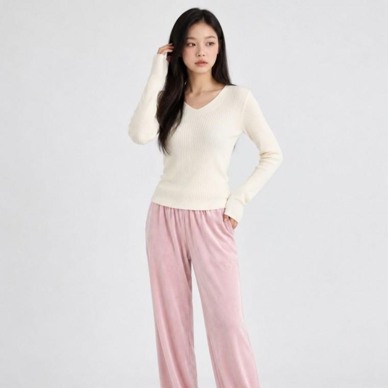 긴팔 니트 브이넥 골지 슬림핏 페미닌룩 데일리룩 데이트룩 캐주얼룩 여성 의류