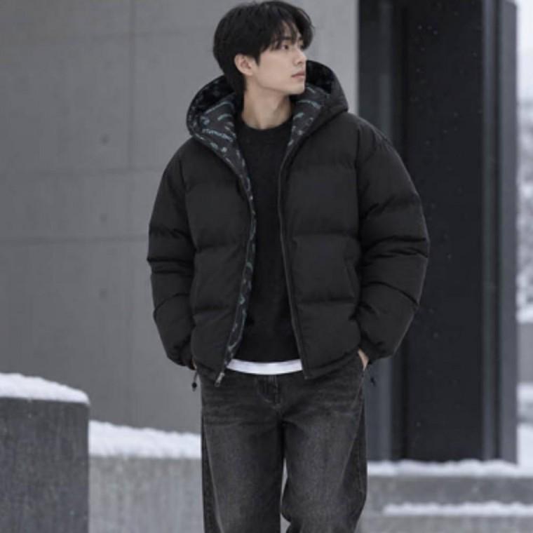 방한 후드 윈터 양면패딩 점퍼 남성 아우터 리버시블