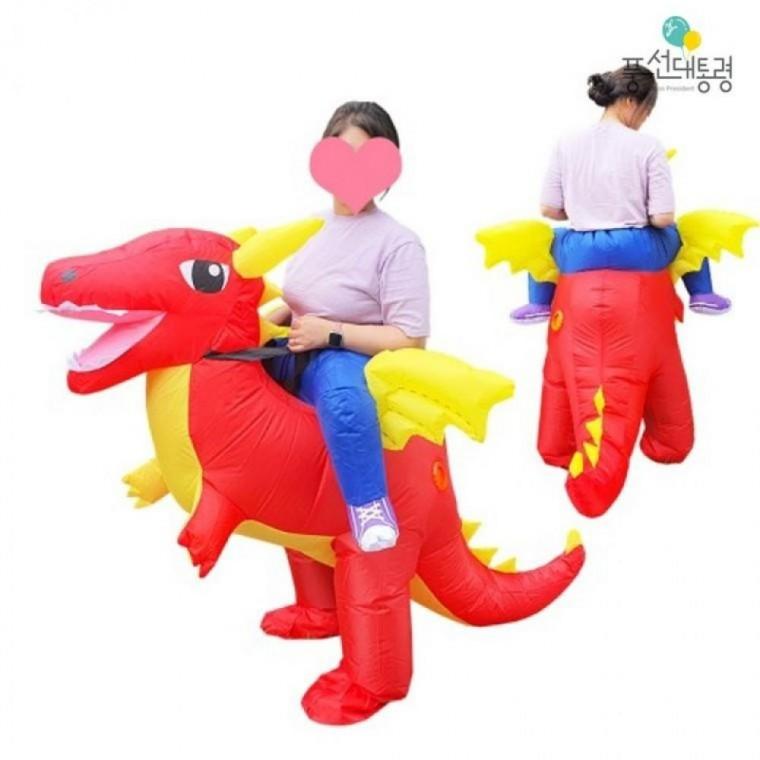 풍선대통령 레드 드래곤 타는 공룡 에어슈트 L사이즈 코스프레 코스튬 파티의상 할로윈 이벤트 행사