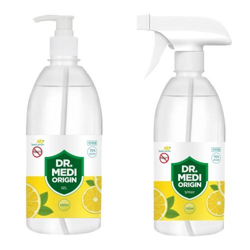 향기나는 소독제 닥터메디 오리진 겔+스프레이 500ml (레몬향) 4세트(총8개)