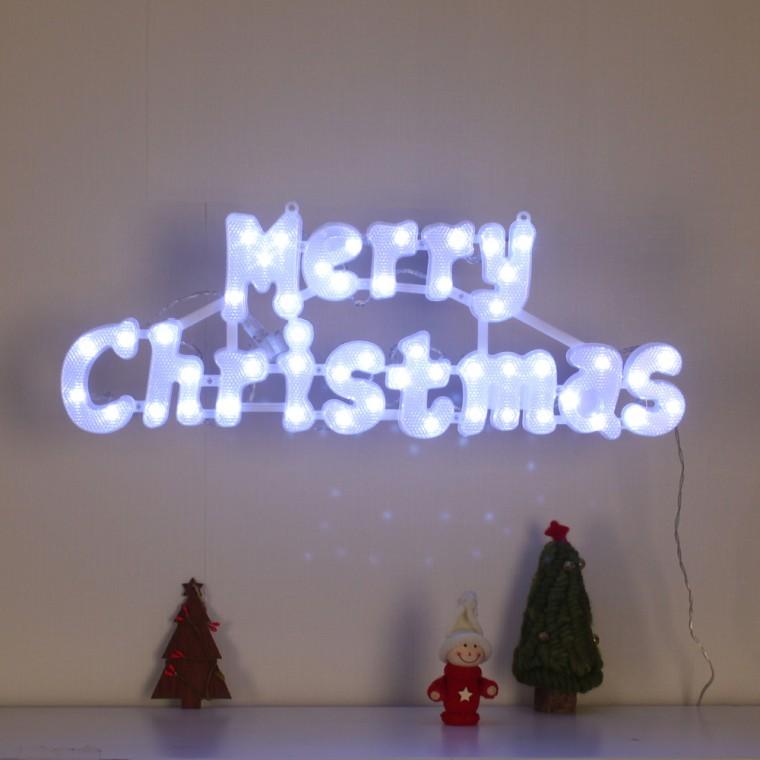 LED 메리크리스마스 화이트 글자 지니전구 49cm 크리스마스인사