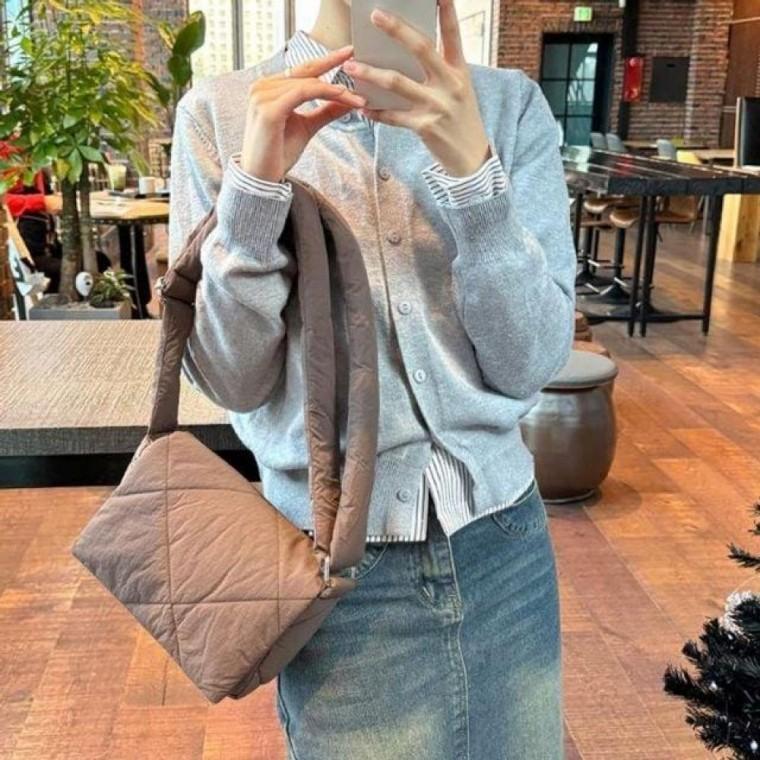 여성 소프트 패딩 크로스백 패딩백 누빔 숄더백 여행 간절기