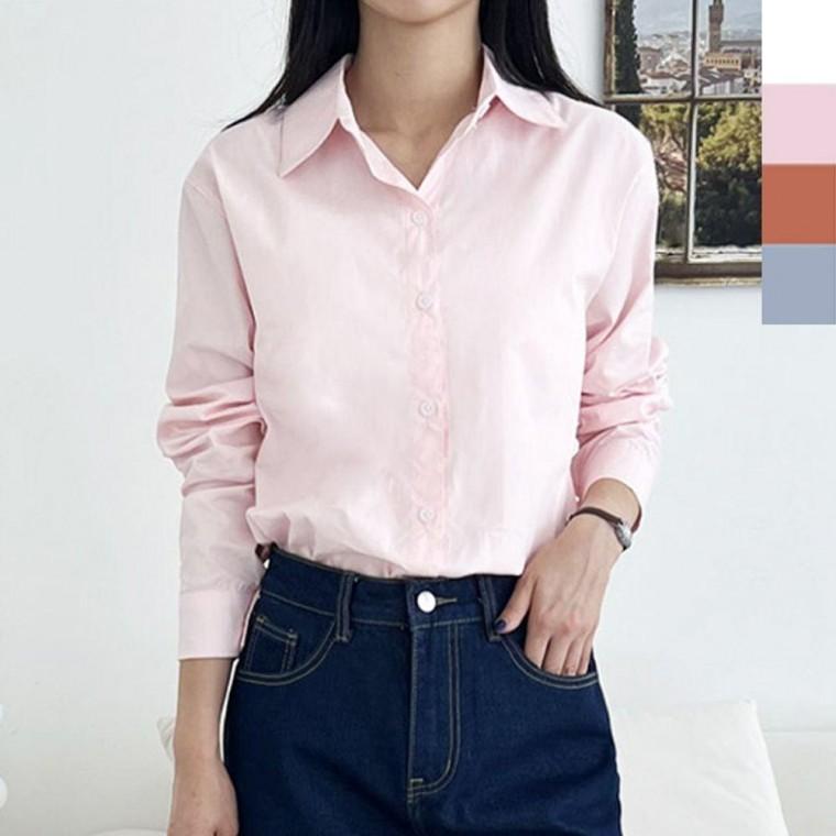 여성 깔끔한 긴팔 셔츠 1P 여자 베이직 출근룩 남방
