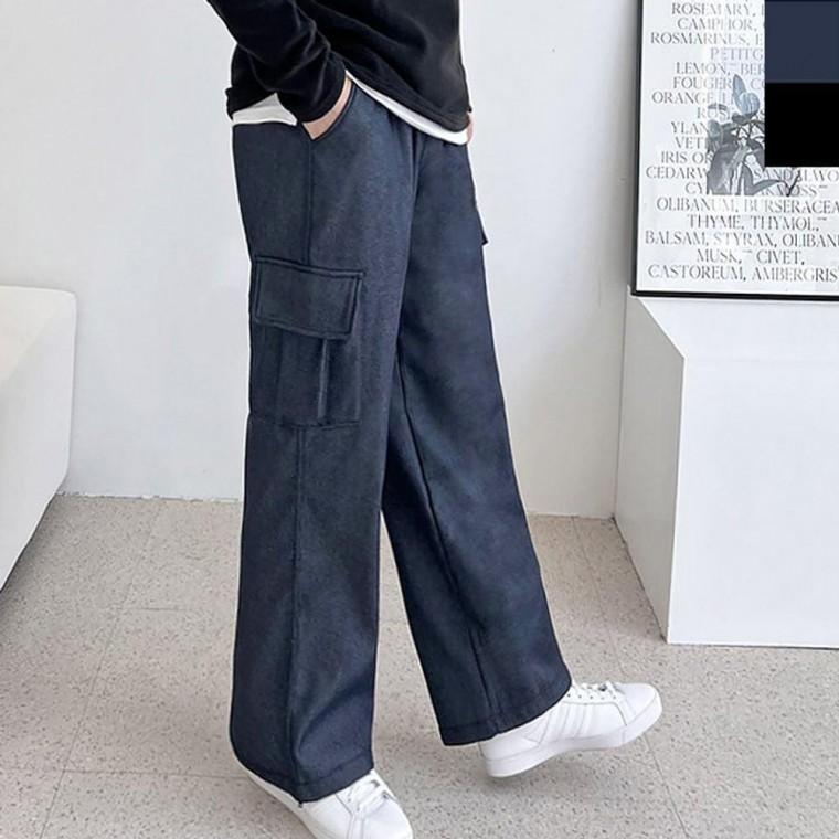 남자 겨울 기모 데님 스트링 조거팬츠 1P 밴딩 청바지
