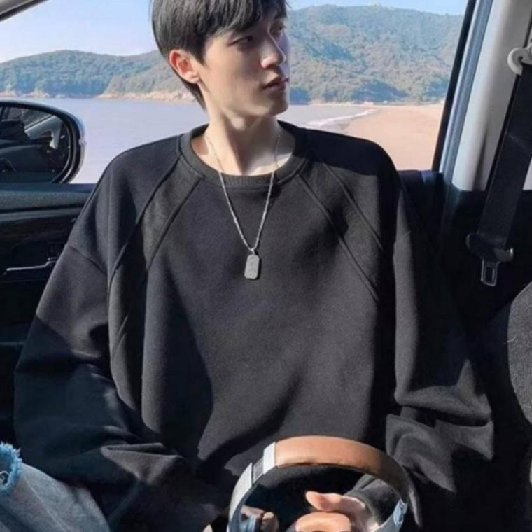 헤비 코튼 오버핏 상의 맨투맨 남녀공용 봄 긴팔 헤비 코튼 드롭숄더 가을 루즈핏 면 맨투맨 오버핏 고중량