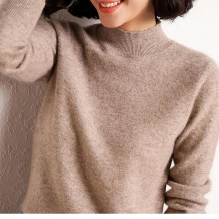 반목폴라 레이어드이너 여성 반목 하프넥 니트 티셔츠