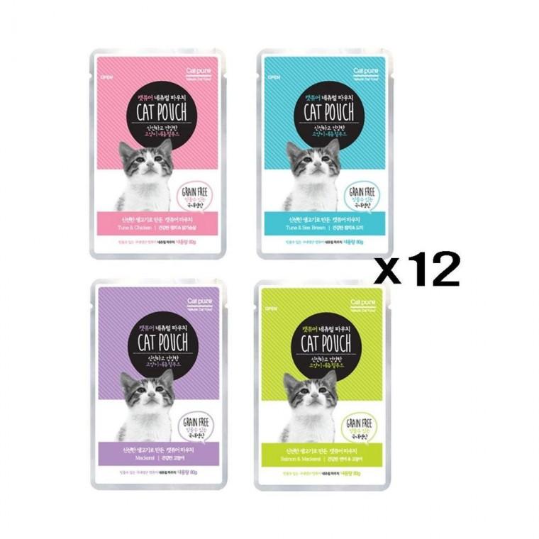 루미나D 그레인프리 캣푸드 80g 12개 생고기 원료 고양이 습식 파우치