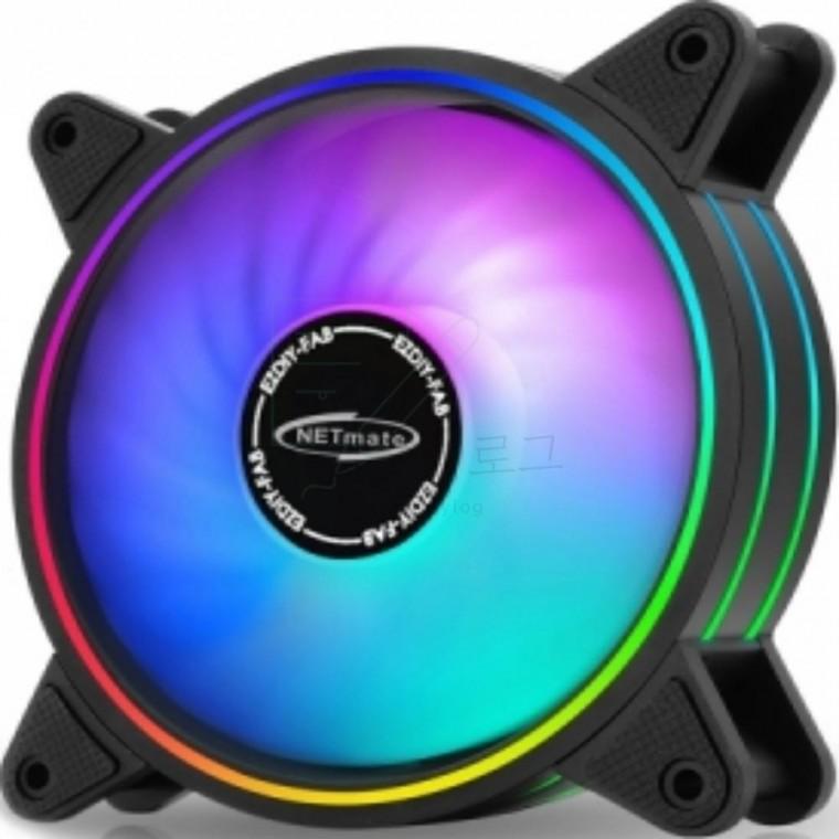 강원전자 넷메이트 ARGB PWM 120mm 쿨링팬 블랙 단품 ARGB쿨러 PC냉각팬 LED쿨러 냉각팬 CPU쿨러