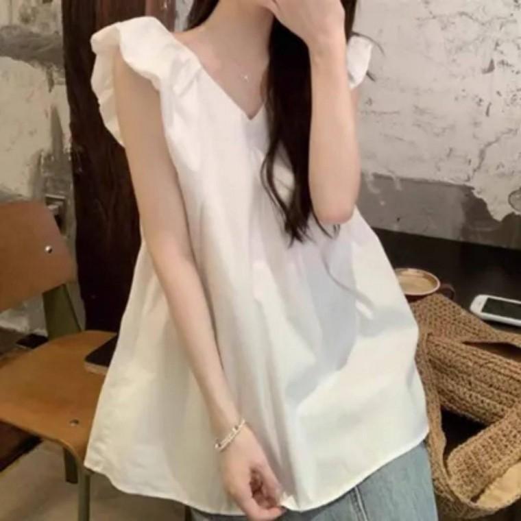 캐주얼룩 프릴라인 데이트룩 페미닌룩 블라우스 데일리룩 여성의류 페미닌