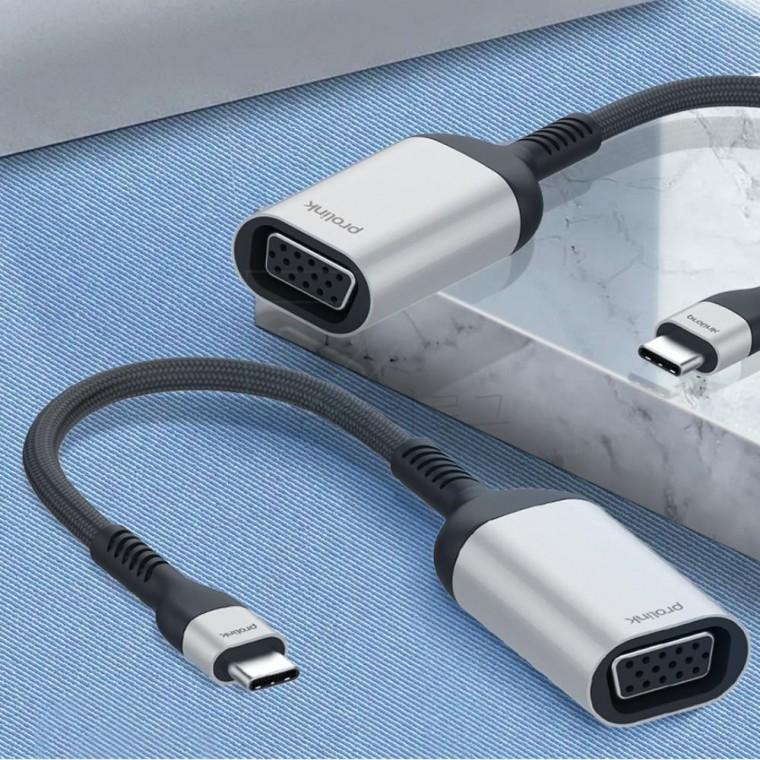 프로링크 USB Type C to VGA RGB 컨버터 시리얼젠더 모니터분배기 노트북장비 PC용품 젠더타입