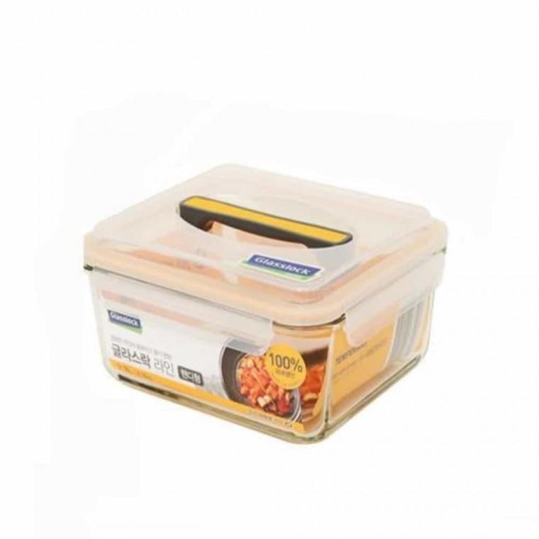 유리밀폐용기 핸디형 2700ml 직사각통 음식보관용기 사각투명용기