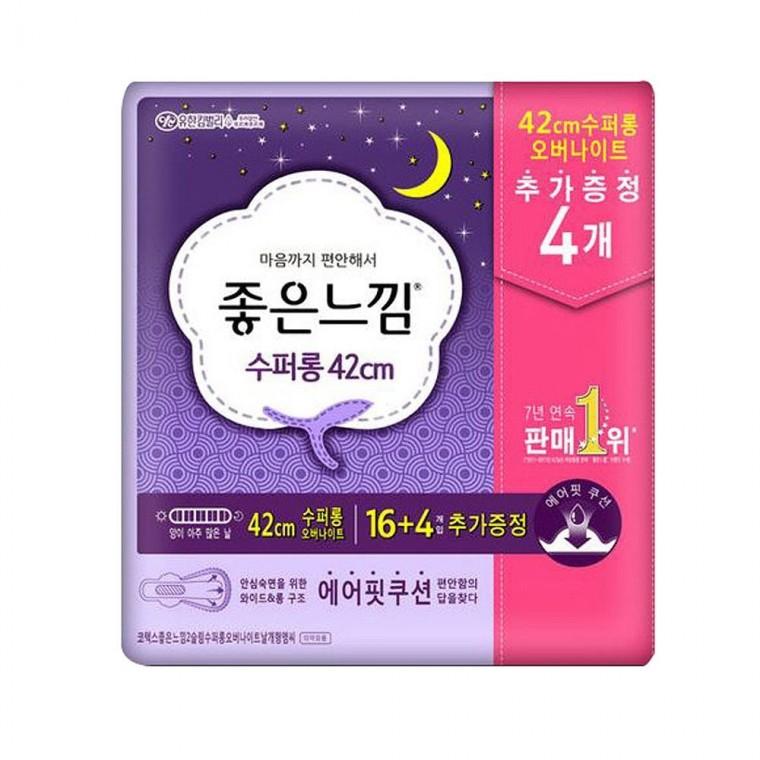좋은느낌 에어핏 수퍼롱42cm오버나이트 20P x 2개 오버나이트생리대 순면생리대 대형생리대