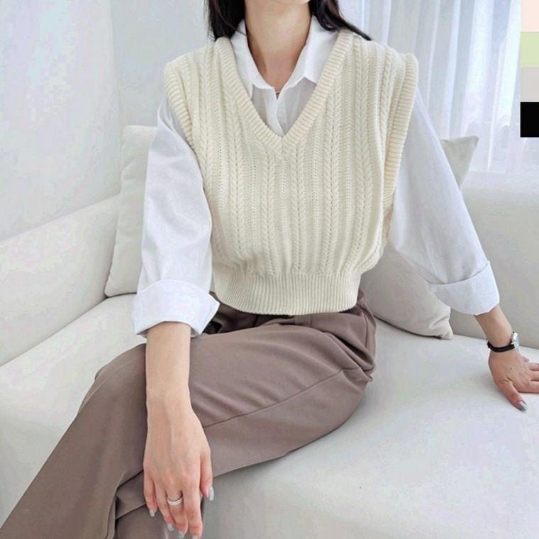 여성상의 브이니트 조끼베스트 여자탄탄