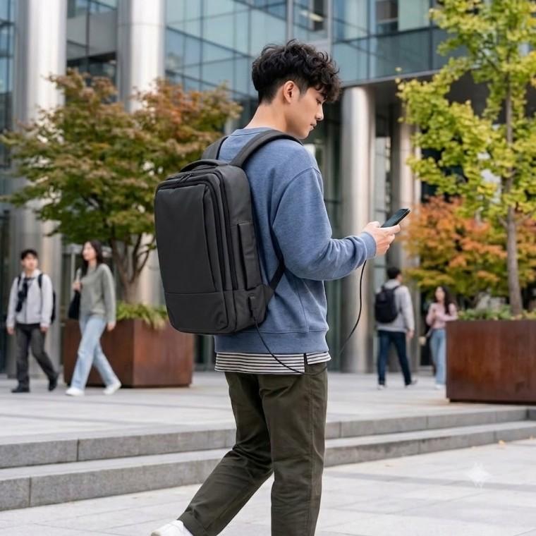 노르디아 요크 USB충전 확장 백팩 (블랙) 대량 납품 판촉
