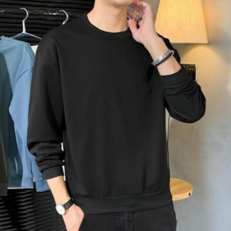 겨울 보온 기모 라운드넥 맨투맨 캐주얼 무지 티셔츠