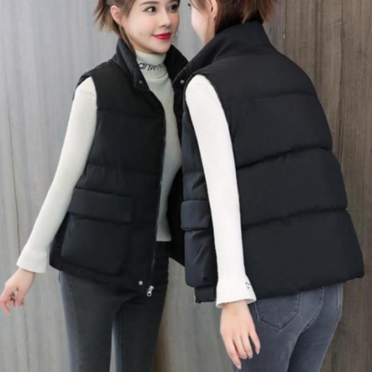 여성 하이넥 경량 패딩 조끼 겨울 캐주얼 베스트