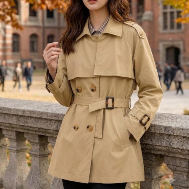 여성 가을 간절기 숏 트렌치 코트 자켓 하프 재킷