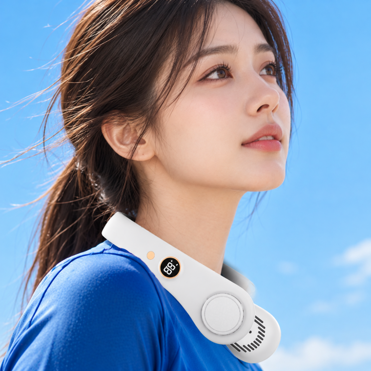 서라운드 바람 R8 디스플레이 넥선풍기 목걸이형 휴대용 선풍기 usb 충전식 미니선풍기