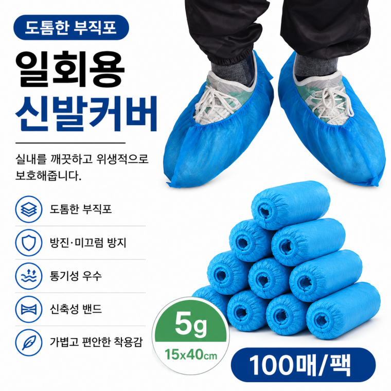 더 도톰한 부직포 일회용 신발커버 100매