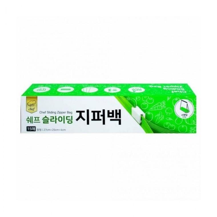 루미나D 쉐프 슬라이딩 지퍼백 중형 15매 27x25x4cm 스탠딩 식품 보관