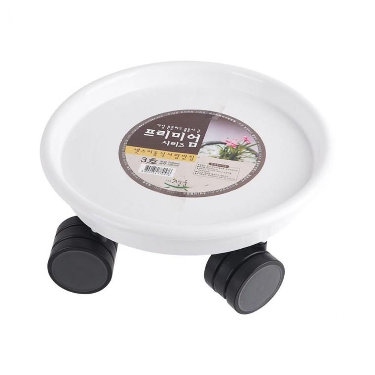 루미나D 화이트 화분 바퀴받침 3호 이동식 원형 화분 받침대