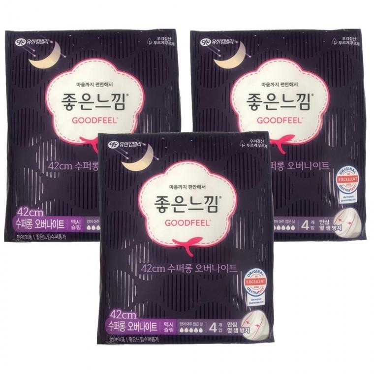 좋은느낌 수퍼롱 오버나이트 42cm 4입 8팩 일반생리대