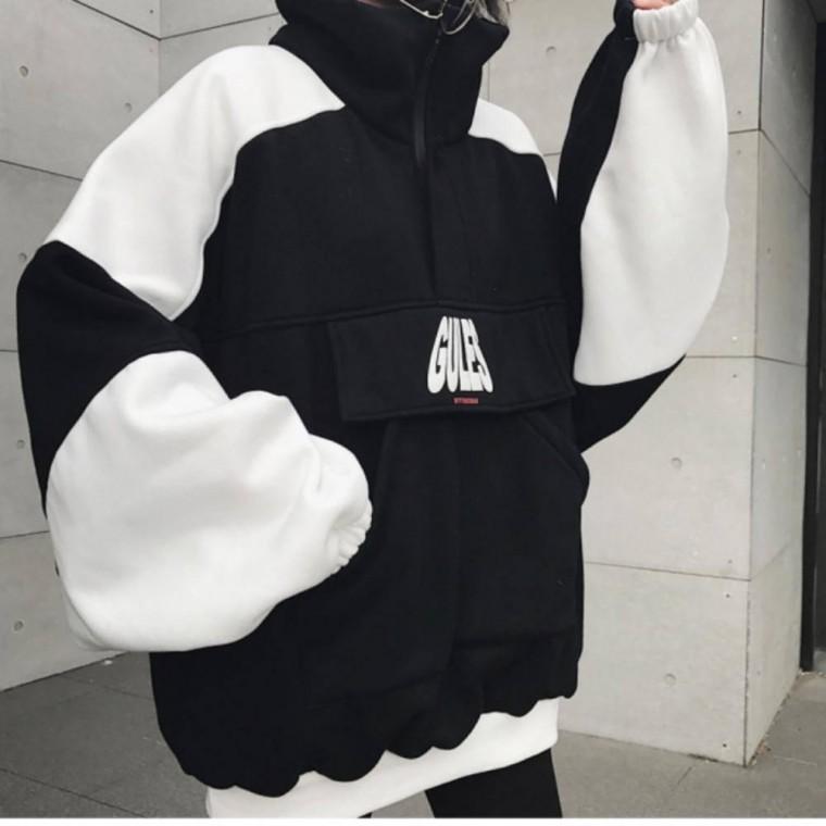 하이넥 맨투맨 면 혼방 레터링 기모 보온 남녀공용 봄 가을 겨울 오버핏 반목 맨투맨 티셔츠 상의 오버핏