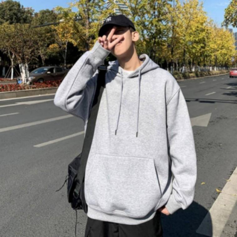 남녀공용 겨울 기모 무지 후드티 오버핏 긴팔 티셔츠 상의