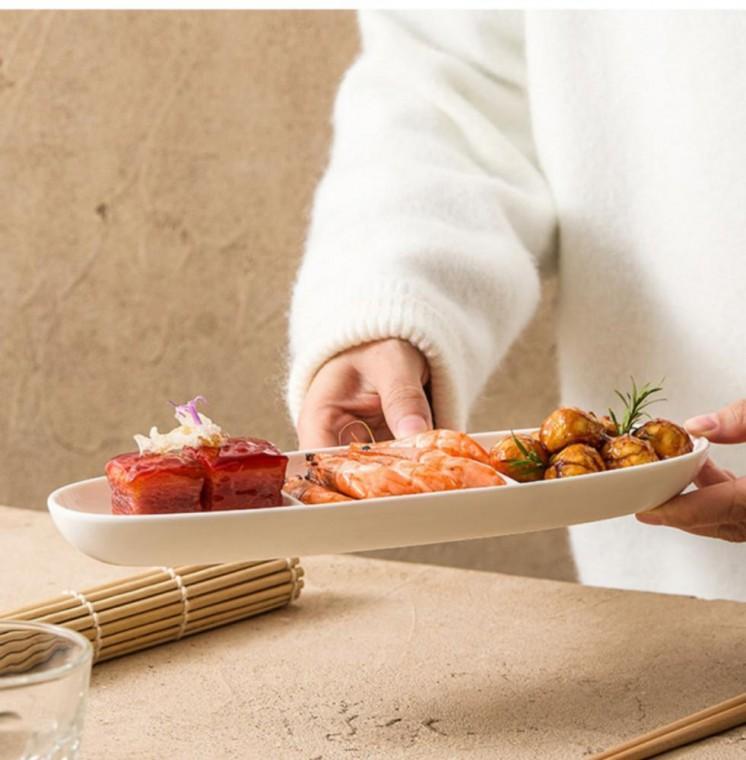 반찬 접시 식기 도자기 트레이 나눔 디저트 화이트 3절