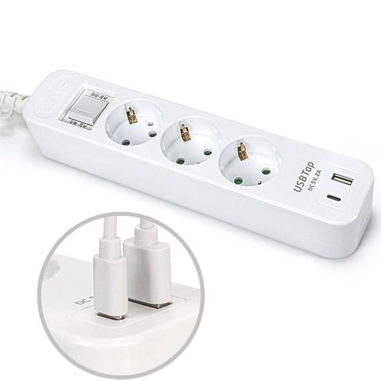 USB A+C타입 3구 1.5M 멀티코드 안전차단 멀티탭 FP-PW4801AC