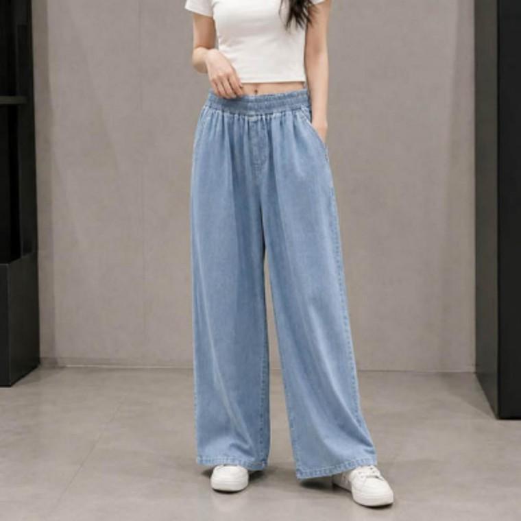 밴딩 팬츠 바지 와이드핏 체형커버 와이드 스타일 넉넉한 여성